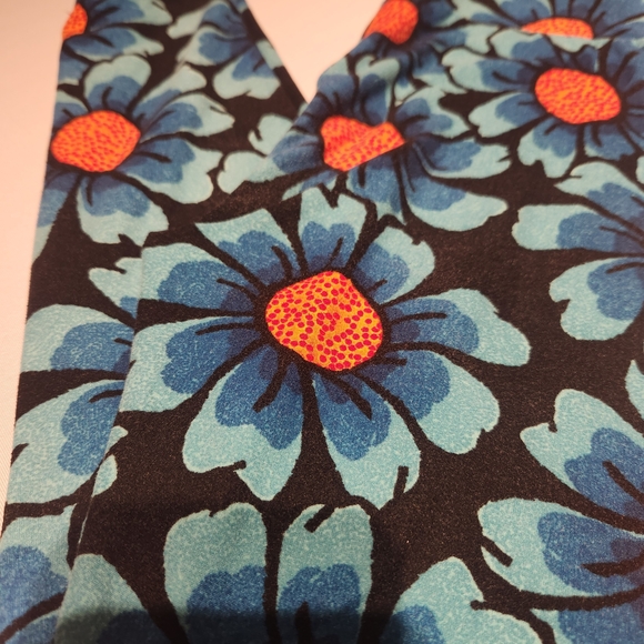 ☀️LuLaRoe Blue and Orange Floral Leggings - Picture 2 of 3